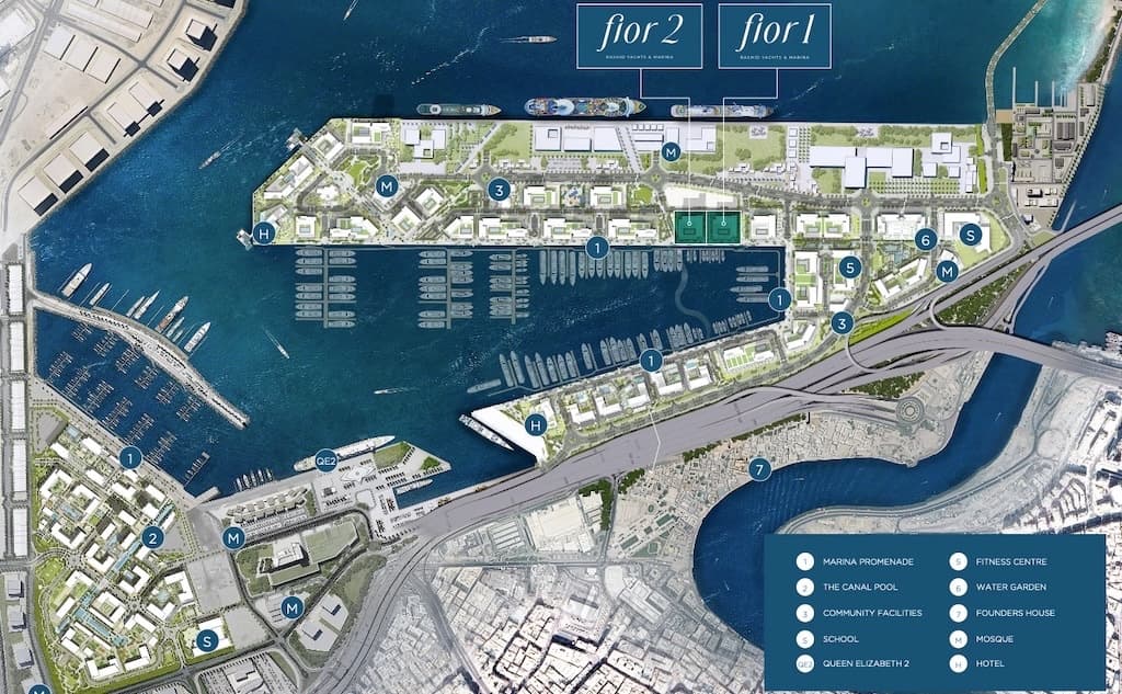 Fior location map — Rashid Yachts & Marina, Mina Rashid