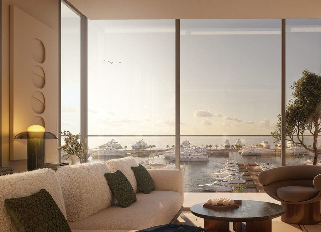 Fior lounge over the superyacht marina